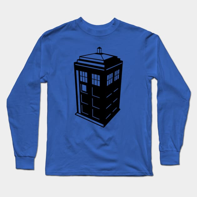 Doctor Who - Tardis - Three Point Perspective - Black Long Sleeve T-Shirt by Pandoramonium